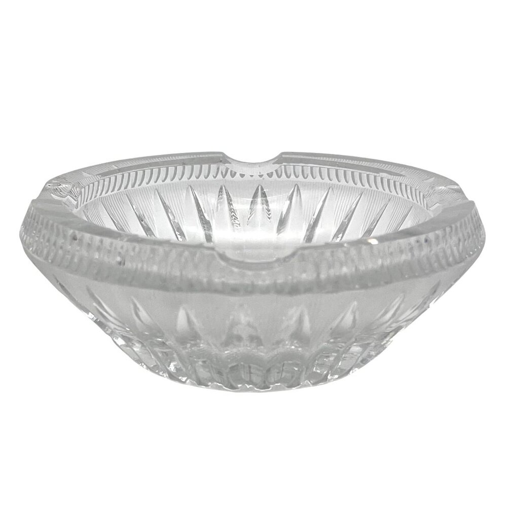 Vintage Crystal Ashtray Clear Cut Glass 5.5" Diameter Elegant Cigar Tobacciana